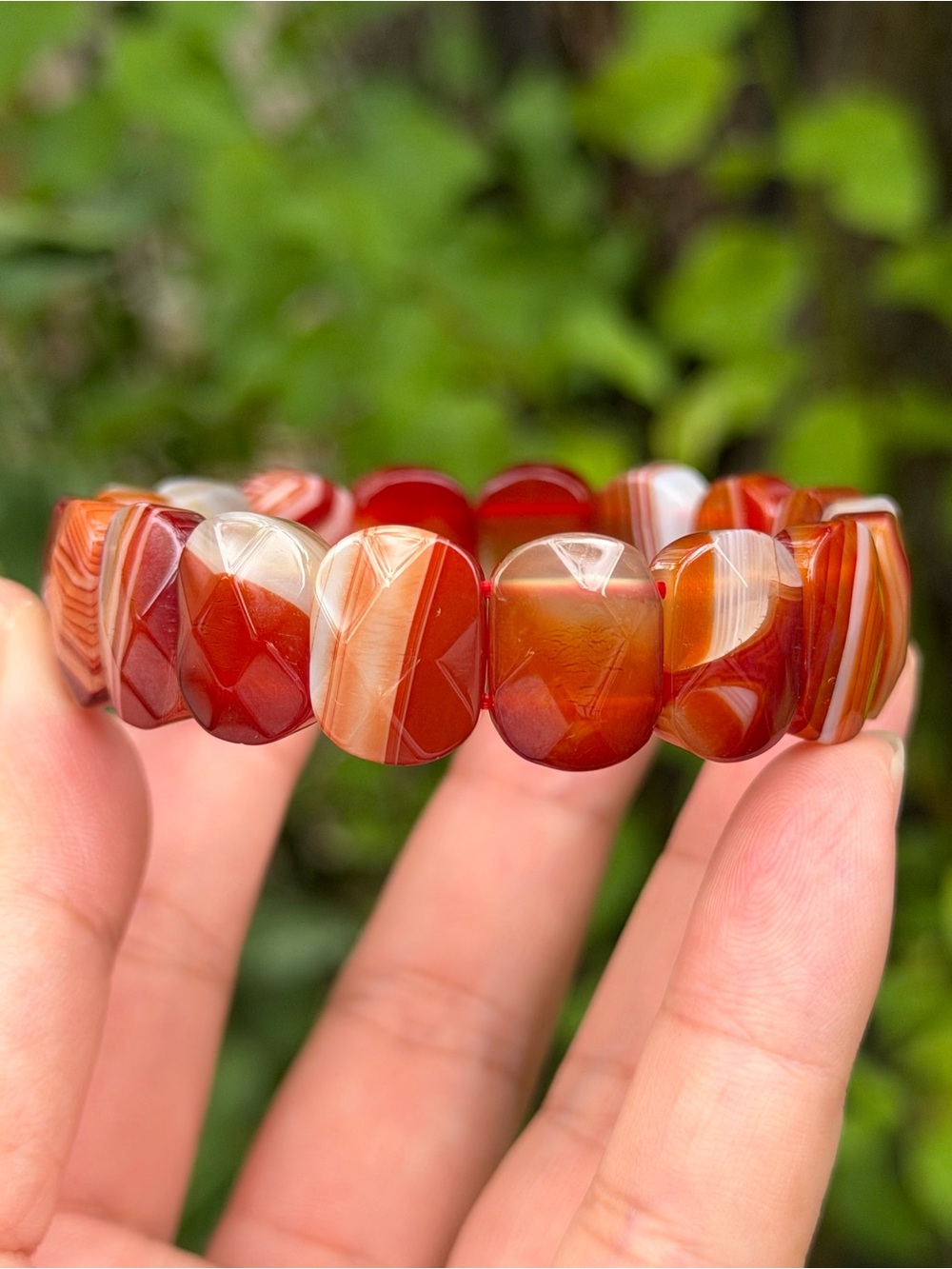 Handcrafted Red Agate Stretch Bracelet Soft Bangle 1631